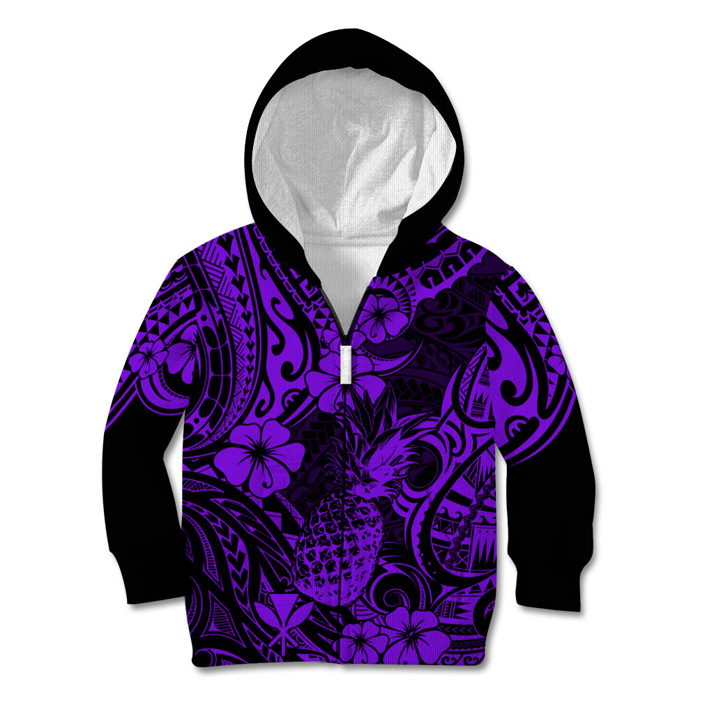 Hawaii Pineapple Kid Hoodie Polynesian Pattern Purple Version LT01 - Polynesian Pride