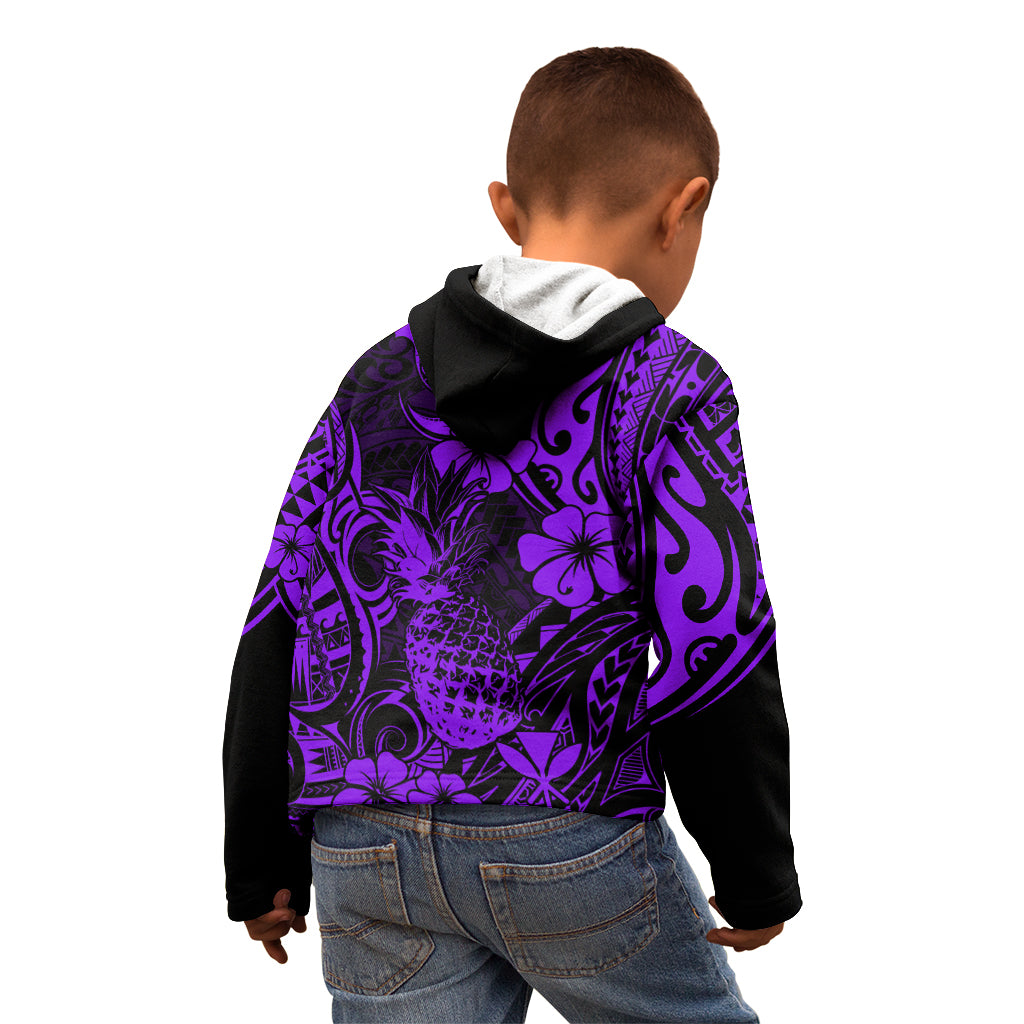 Hawaii Pineapple Kid Hoodie Polynesian Pattern Purple Version LT01 - Polynesian Pride