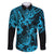 Hawaii Pineapple Family Matching Off Shoulder Short Dress and Hawaiian Shirt Polynesian Pattern Sky Blue Version LT01 Dad's Shirt - Long Sleeve Blue - Polynesian Pride