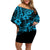 Hawaii Pineapple Family Matching Off Shoulder Short Dress and Hawaiian Shirt Polynesian Pattern Sky Blue Version LT01 Mom's Dress Blue - Polynesian Pride
