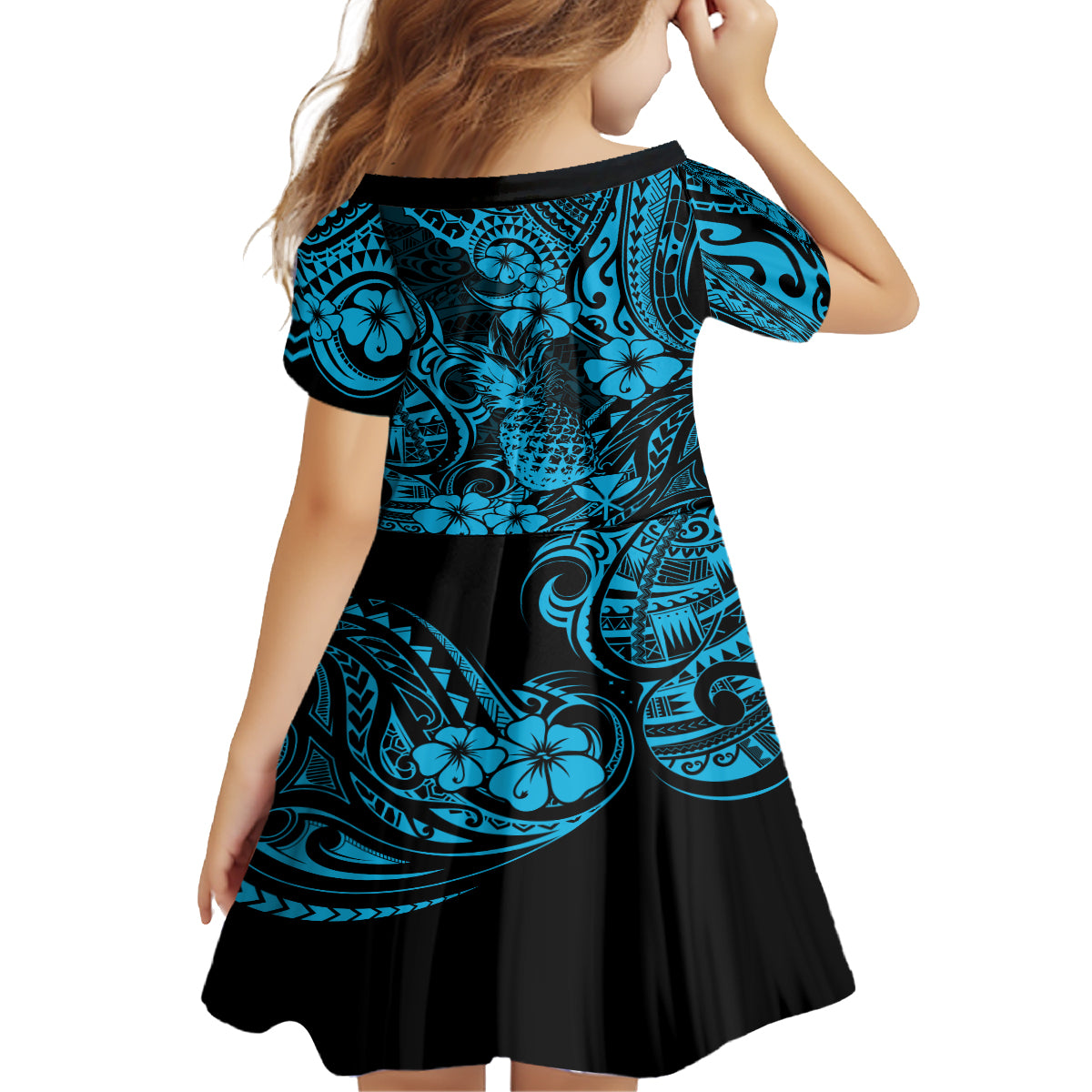 Hawaii Pineapple Family Matching Tank Maxi Dress and Hawaiian Shirt Polynesian Pattern Sky Blue Version LT01 - Polynesian Pride