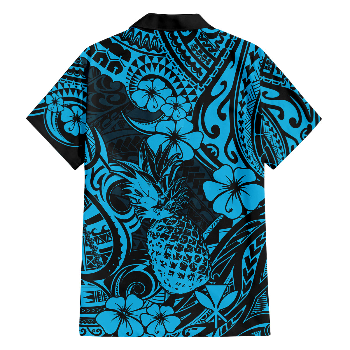 Hawaii Pineapple Family Matching Tank Maxi Dress and Hawaiian Shirt Polynesian Pattern Sky Blue Version LT01 - Polynesian Pride