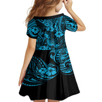 Hawaii Pineapple Kid Short Sleeve Dress Polynesian Pattern Sky Blue Version LT01 - Polynesian Pride