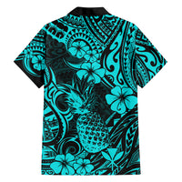 Hawaii Pineapple Family Matching Summer Maxi Dress and Hawaiian Shirt Polynesian Pattern Turquoise Version LT01 - Polynesian Pride