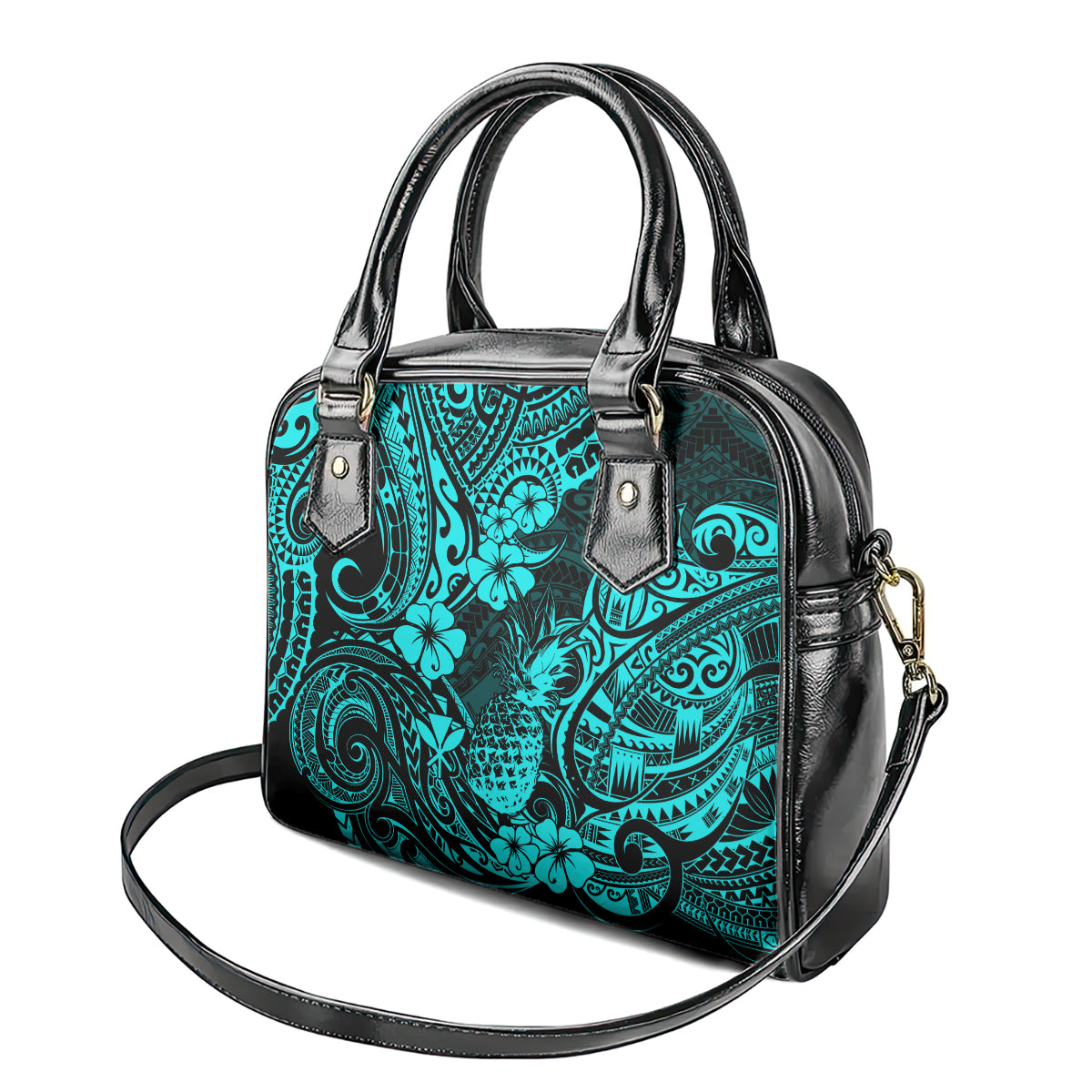 Hawaii Pineapple Shoulder Handbag Polynesian Pattern Turquoise Version LT01 - Polynesian Pride
