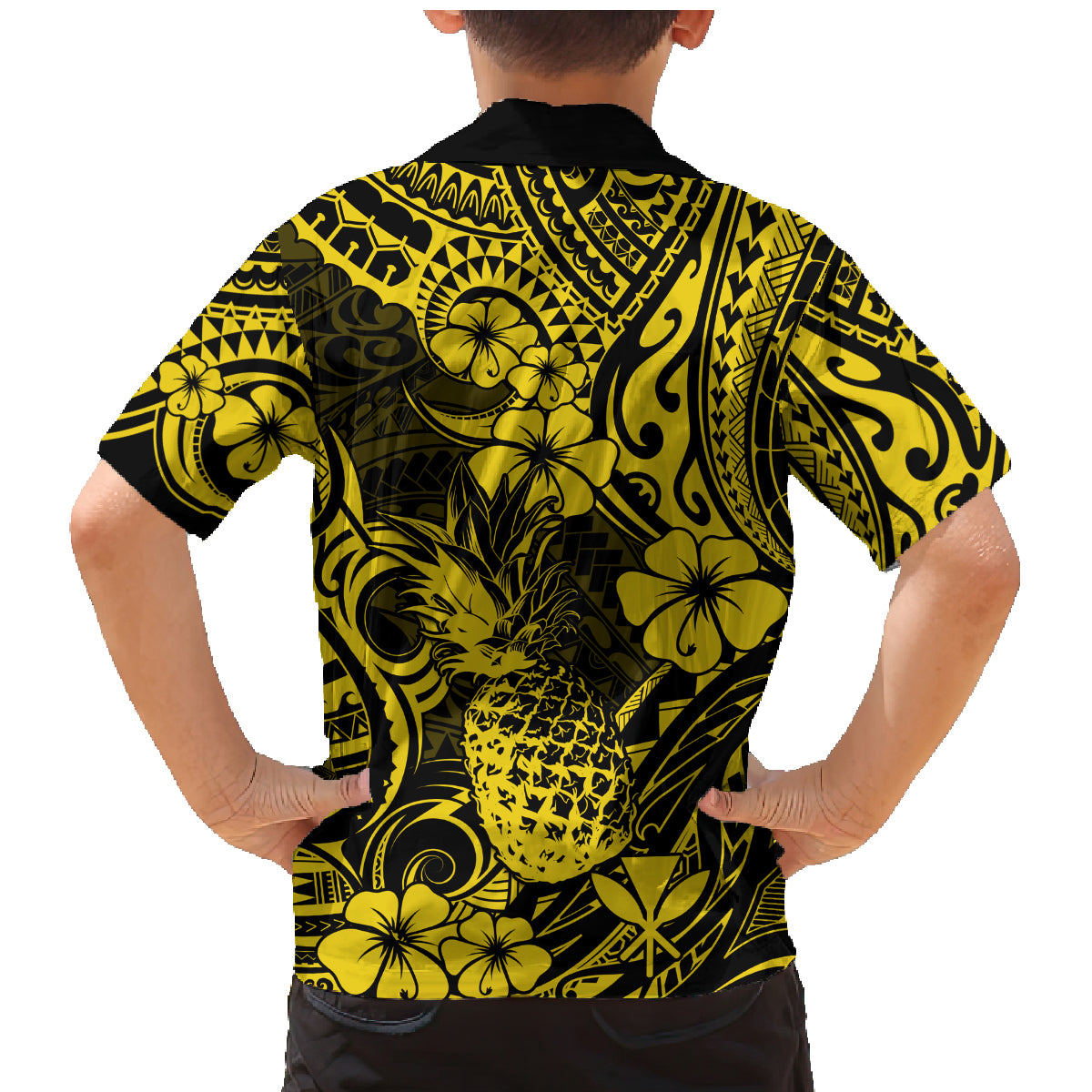 Hawaii Pineapple Family Matching Mermaid Dress and Hawaiian Shirt Polynesian Pattern Yellow Version LT01 - Polynesian Pride