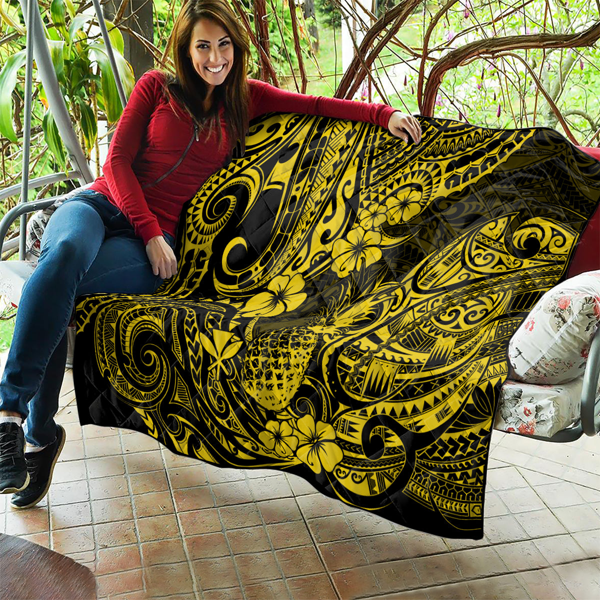 Hawaii Pineapple Quilt Polynesian Pattern Yellow Version LT01 - Polynesian Pride