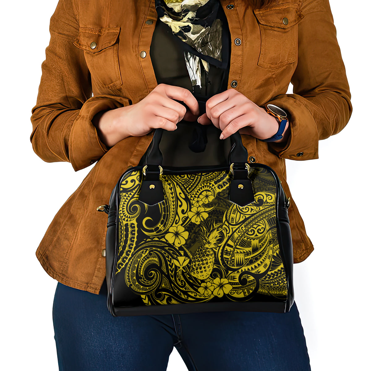 Hawaii Pineapple Shoulder Handbag Polynesian Pattern Yellow Version LT01 - Polynesian Pride