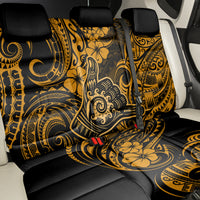 Hawaii Shaka Sign Back Car Seat Cover With Polynesian Hibiscus Gold Unique