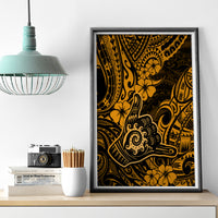 Hawaii Shaka Sign Canvas Wall Art With Polynesian Hibiscus Gold Unique LT01 - Polynesian Pride