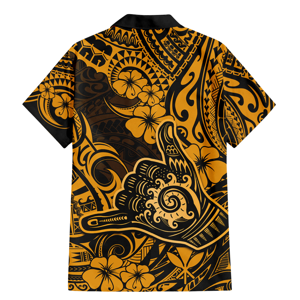 Hawaii Shaka Sign Family Matching Mermaid Dress and Hawaiian Shirt With Polynesian Hibiscus Gold Unique LT01 - Polynesian Pride