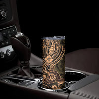 Hawaii Shaka Sign Skinny Tumbler With Polynesian Hibiscus Gold Unique LT01 - Polynesian Pride