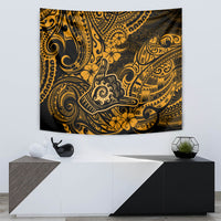 Hawaii Shaka Sign Tapestry With Polynesian Hibiscus Gold Unique LT01 - Polynesian Pride