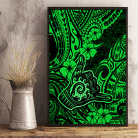 Hawaii Shaka Sign Canvas Wall Art With Polynesian Hibiscus Green Unique LT01 - Polynesian Pride