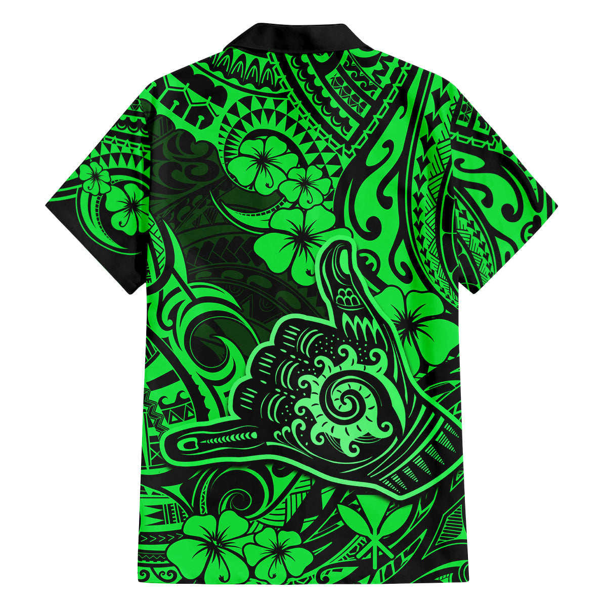 Hawaii Shaka Sign Family Matching Tank Maxi Dress and Hawaiian Shirt With Polynesian Hibiscus Green Unique LT01 - Polynesian Pride