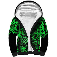 Hawaii Shaka Sign Sherpa Hoodie With Polynesian Hibiscus Green Unique LT01 Unisex Green - Polynesian Pride