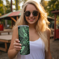 Hawaii Shaka Sign Skinny Tumbler With Polynesian Hibiscus Green Unique