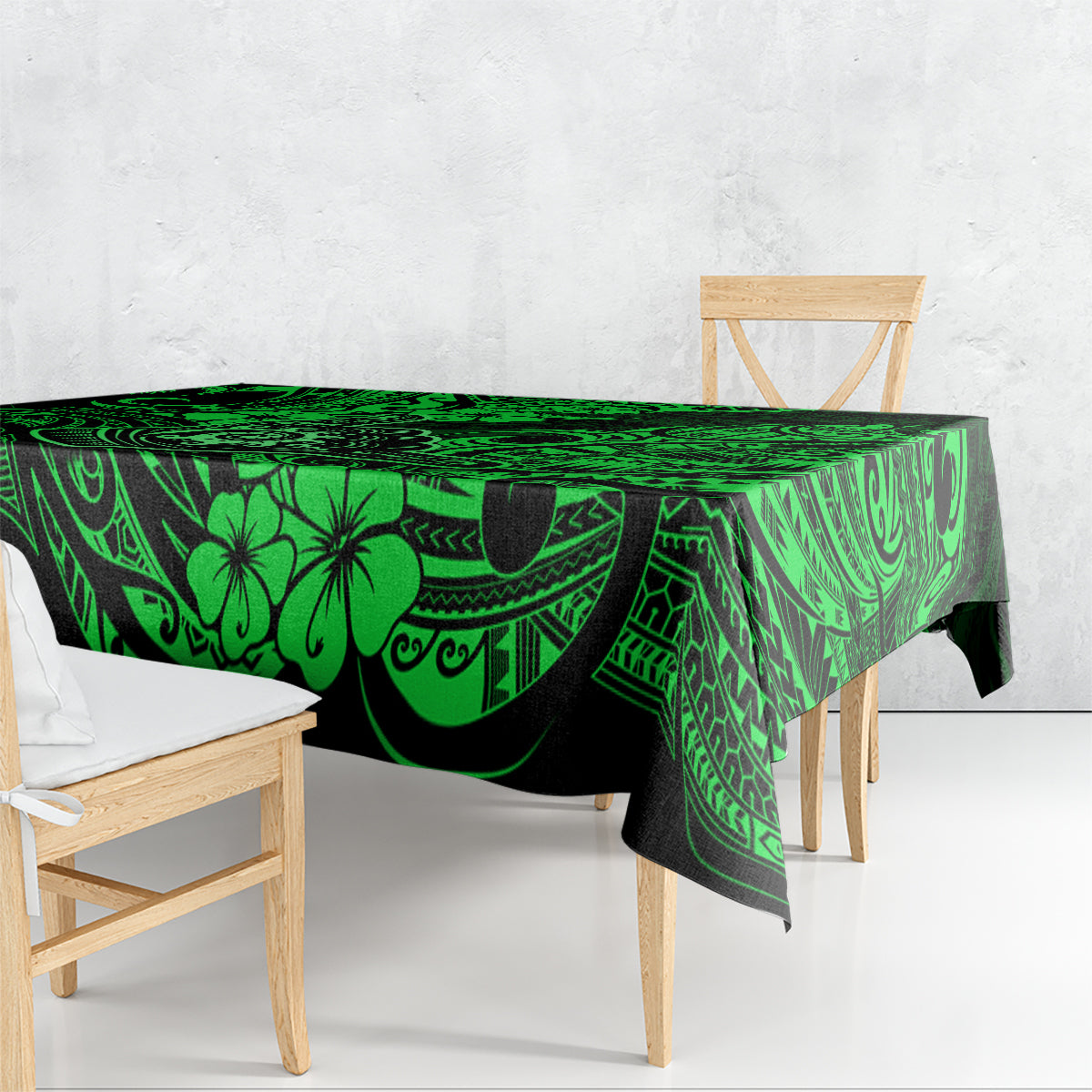 Hawaii Shaka Sign Tablecloth With Polynesian Hibiscus Green Unique LT01 - Polynesian Pride
