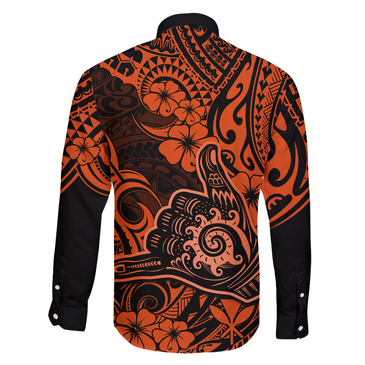 Hawaii Shaka Sign Family Matching Mermaid Dress and Hawaiian Shirt With Polynesian Hibiscus Orange Unique LT01 - Polynesian Pride