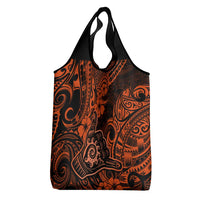 Hawaii Shaka Sign Grocery Bag With Polynesian Hibiscus Orange Unique