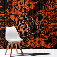 Hawaii Shaka Sign Window Curtain With Polynesian Hibiscus Orange Unique LT01 - Polynesian Pride