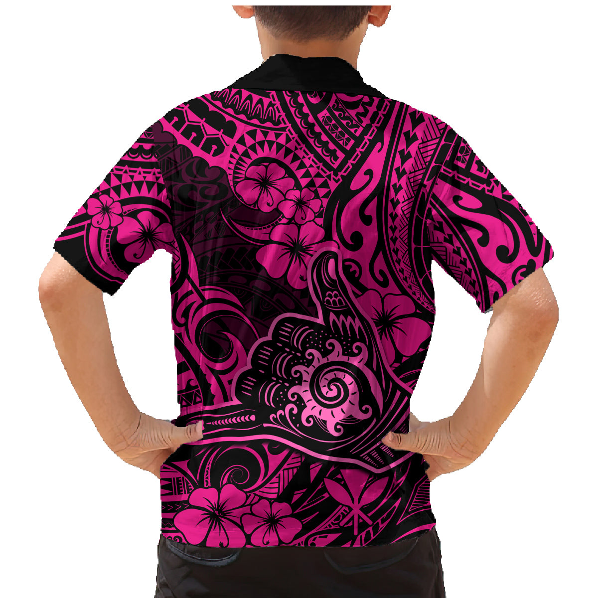 Hawaii Shaka Sign Family Matching Mermaid Dress and Hawaiian Shirt With Polynesian Hibiscus Pink Unique LT01 - Polynesian Pride
