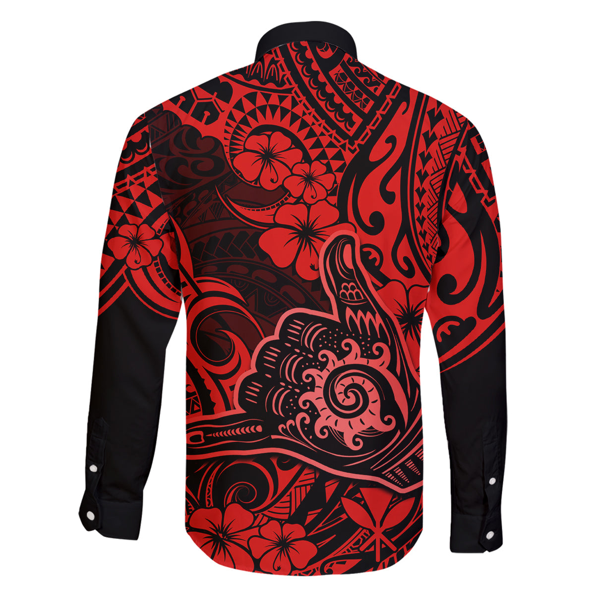 Hawaii Shaka Sign Family Matching Tank Maxi Dress and Hawaiian Shirt Polynesian Pattern Red Version LT01 - Polynesian Pride