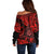 Hawaii Shaka Sign Off Shoulder Sweater Polynesian Pattern Red Version LT01 - Polynesian Pride