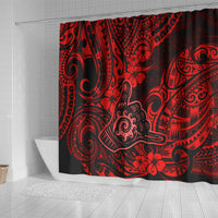 Hawaii Shaka Sign Shower Curtain Polynesian Pattern Red Version LT01 - Polynesian Pride