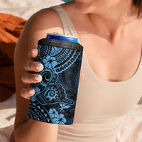 Hawaii Shaka Sign 4 in 1 Can Cooler Tumbler Polynesian Pattern Sky Blue Version