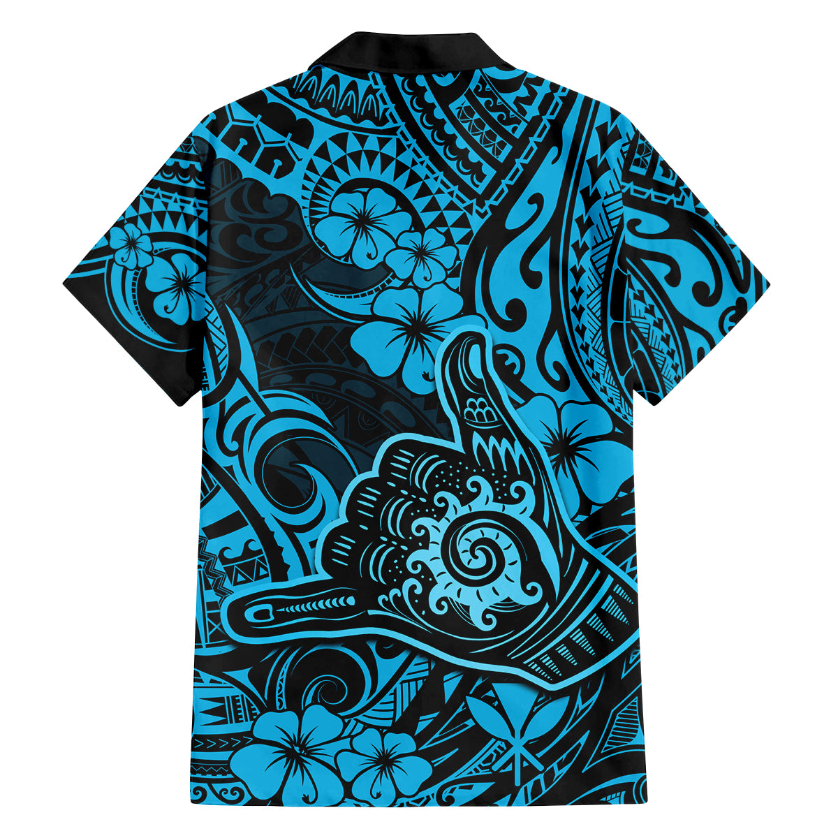 Hawaii Shaka Sign Family Matching Tank Maxi Dress and Hawaiian Shirt Polynesian Pattern Sky Blue Version LT01 - Polynesian Pride