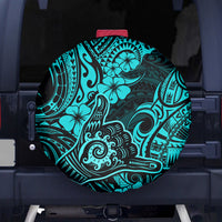 Hawaii Shaka Sign Spare Tire Cover Polynesian Pattern Turquoise Version LT01 - Polynesian Pride