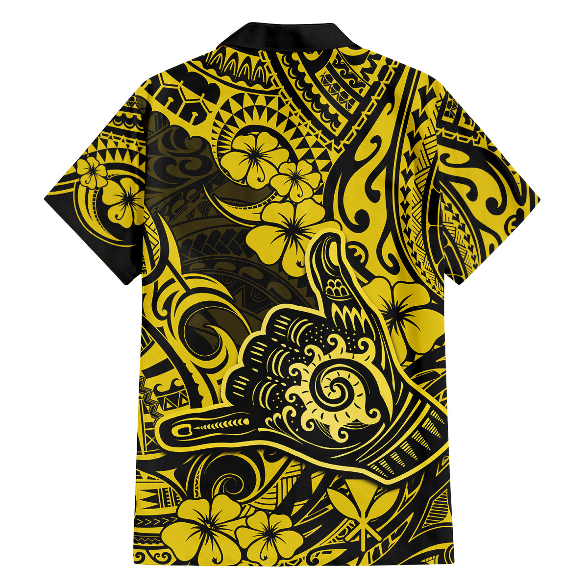 Hawaii Shaka Sign Family Matching Summer Maxi Dress and Hawaiian Shirt Polynesian Pattern Yellow Version LT01 - Polynesian Pride
