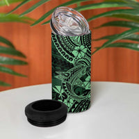 Hawaii Shark 4 in 1 Can Cooler Tumbler Polynesian Pattern Green Version