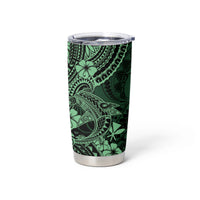 Hawaii Shark Tumbler Cup Polynesian Pattern Green Version