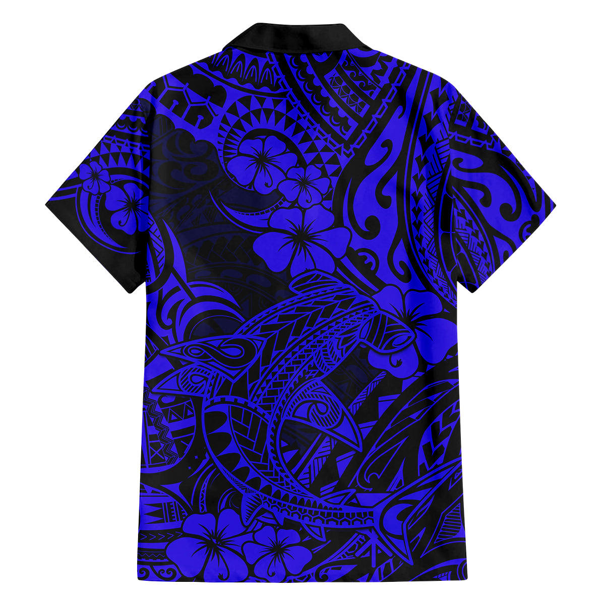 Hawaii Shark Family Matching Puletasi Dress and Hawaiian Shirt Polynesian Pattern Navy Blue Version LT01 - Polynesian Pride