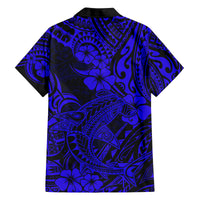 Hawaii Shark Family Matching Summer Maxi Dress and Hawaiian Shirt Polynesian Pattern Navy Blue Version LT01 - Polynesian Pride