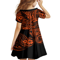 Hawaii Shark Family Matching Off Shoulder Long Sleeve Dress and Hawaiian Shirt Polynesian Pattern Orange Version LT01 - Polynesian Pride