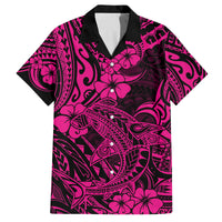 Hawaii Shark Family Matching Off Shoulder Maxi Dress and Hawaiian Shirt Polynesian Pattern Pink Version LT01 Dad's Shirt - Short Sleeve Pink - Polynesian Pride
