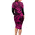 Hawaii Shark Long Sleeve Bodycon Dress Polynesian Pattern Pink Version LT01 - Polynesian Pride
