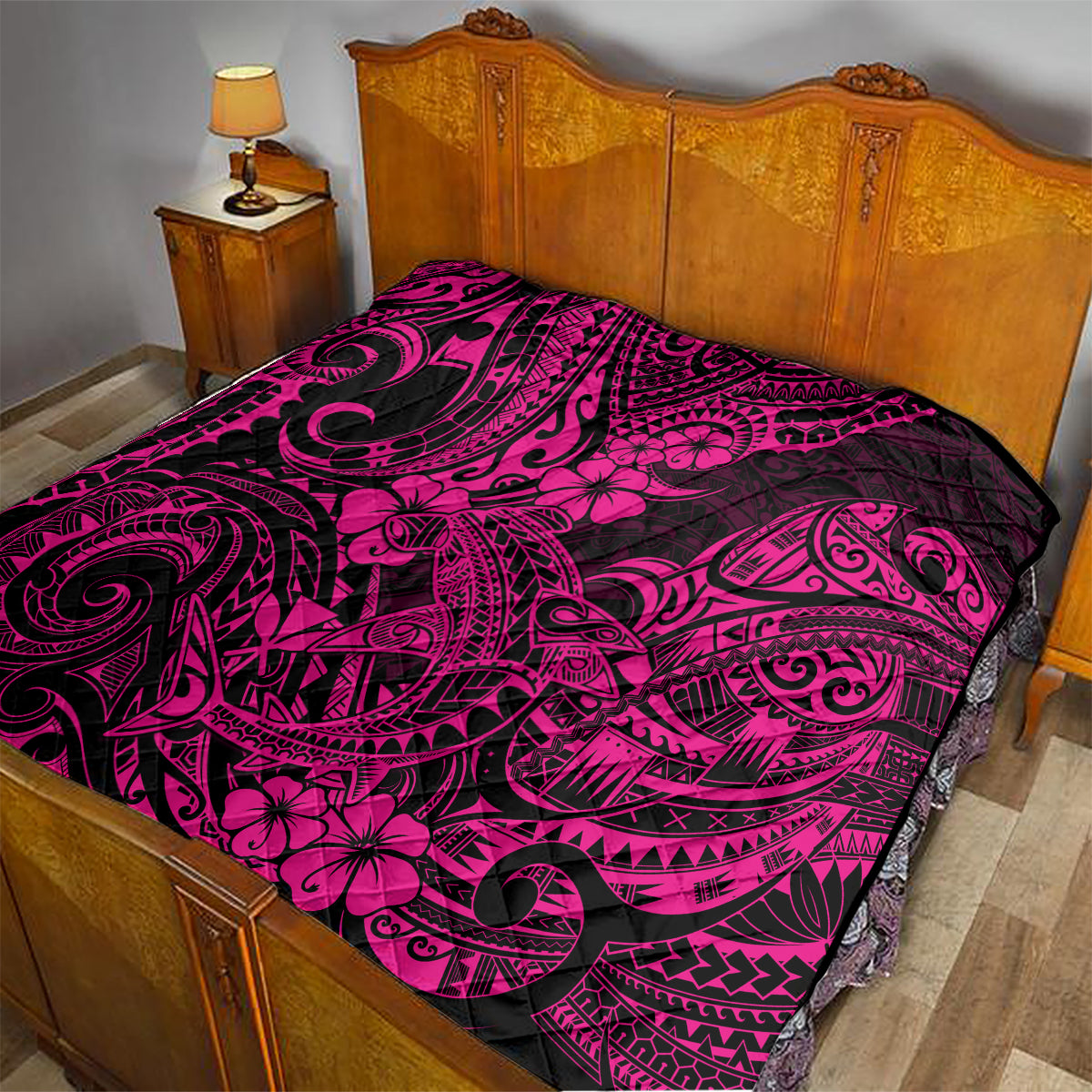 Hawaii Shark Quilt Polynesian Pattern Pink Version LT01 - Polynesian Pride