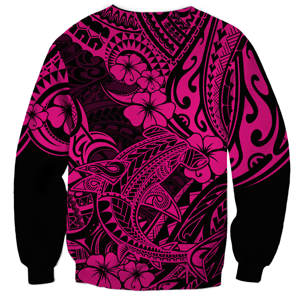 Hawaii Shark Sweatshirt Polynesian Pattern Pink Version LT01 - Polynesian Pride