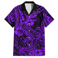 Hawaii Shark Family Matching Summer Maxi Dress and Hawaiian Shirt Polynesian Pattern Purple Version LT01 Dad's Shirt - Short Sleeve Purple - Polynesian Pride