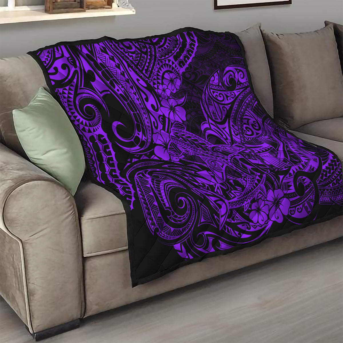 Hawaii Shark Quilt Polynesian Pattern Purple Version LT01 - Polynesian Pride