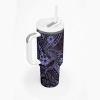 Hawaii Shark Tumbler With Handle Polynesian Pattern Purple Version