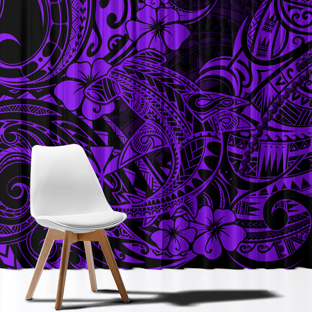 Hawaii Shark Window Curtain Polynesian Pattern Purple Version LT01 - Polynesian Pride