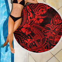 Hawaii Shark Beach Blanket Polynesian Pattern Red Version LT01 - Wonder Print Shop