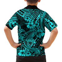 Hawaii Shark Family Matching Puletasi Dress and Hawaiian Shirt Polynesian Pattern Turquoise Version LT01 - Polynesian Pride