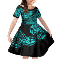 Hawaii Shark Kid Short Sleeve Dress Polynesian Pattern Turquoise Version LT01 KID Turquoise - Polynesian Pride