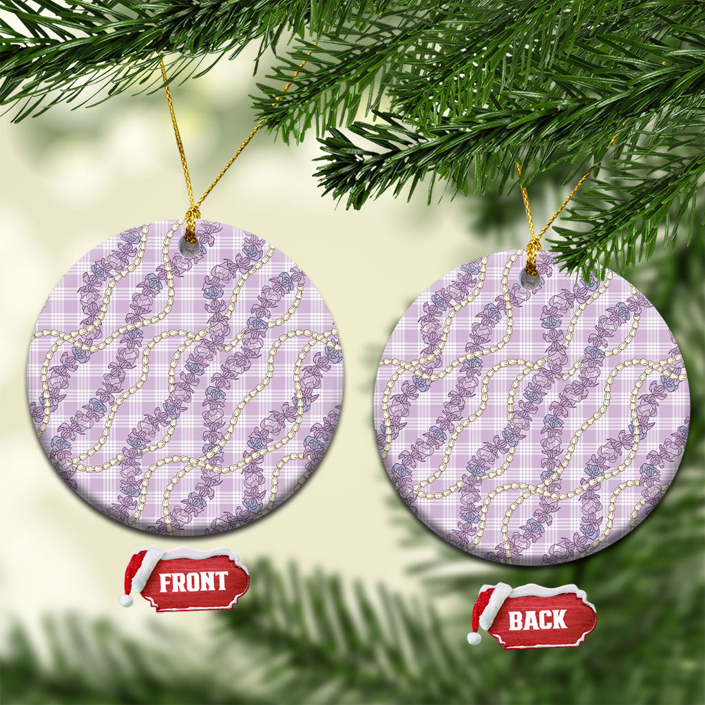 Pua Kalaunu Lei Ceramic Ornament Palaka Pattern LT01 Circle Purple - Polynesian Pride
